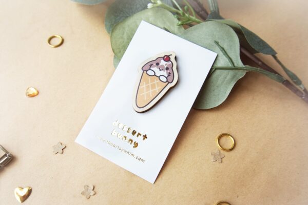 Ice Cream Bunny Wooden Pin - Image 3