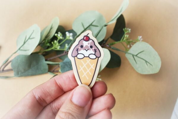 Ice Cream Bunny Wooden Pin - Image 4