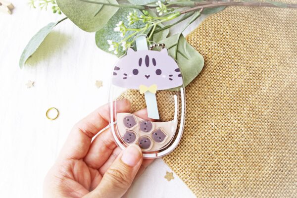 Cat Boba Acrylic Shaker Keychain - Image 2
